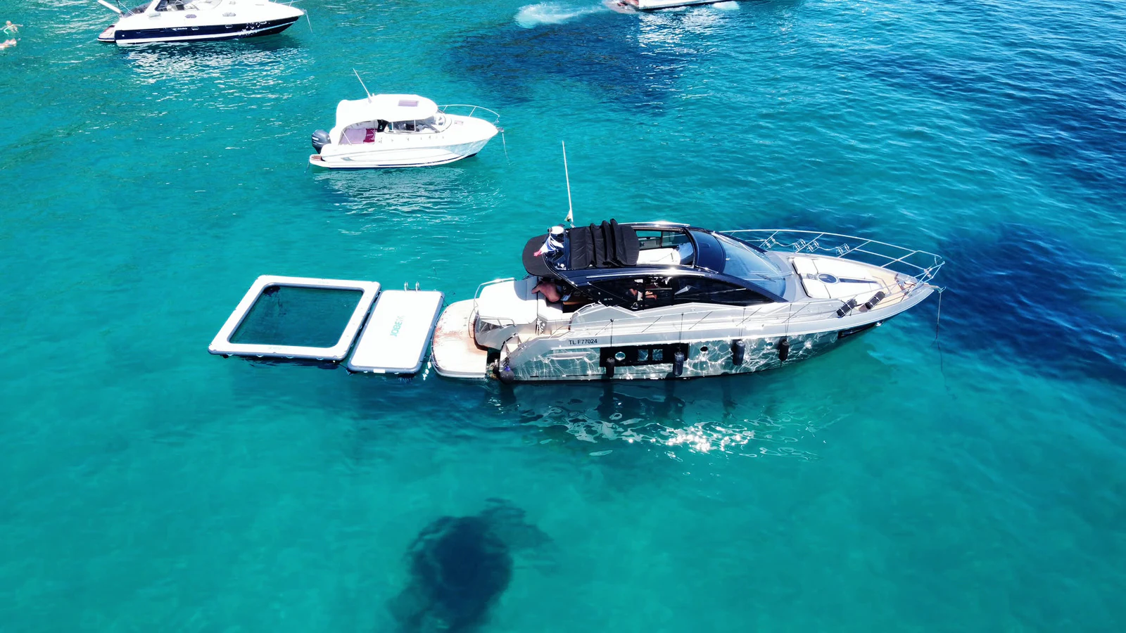 Andiamo, a 13.4 metre Cranchi Sport Cruiser, on the French Riviera.