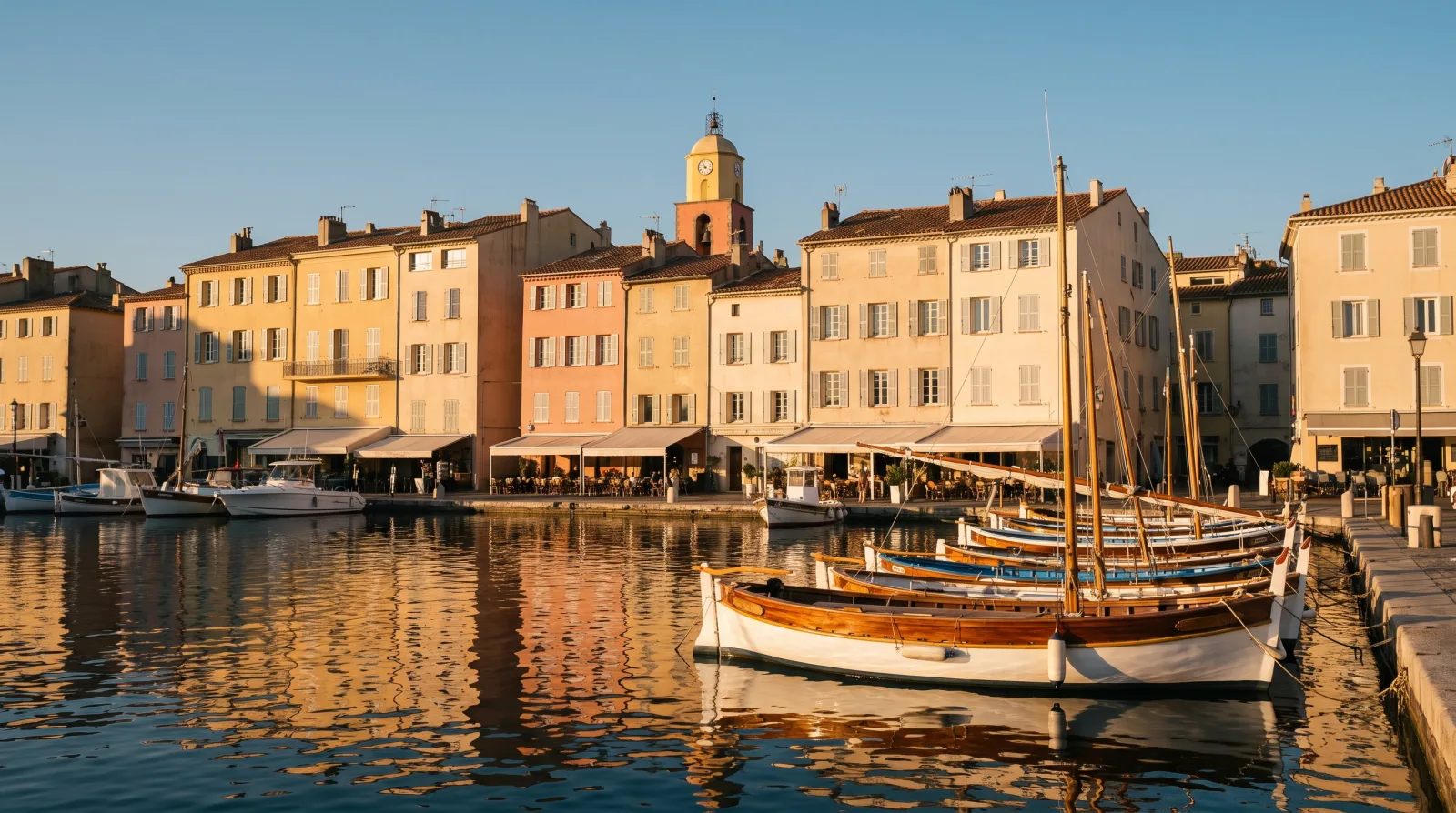 Saint-Tropez seen from the water.